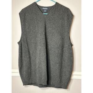 Brooks Brothers Wool Sweater Vest Vneck Mens XL USA Grey